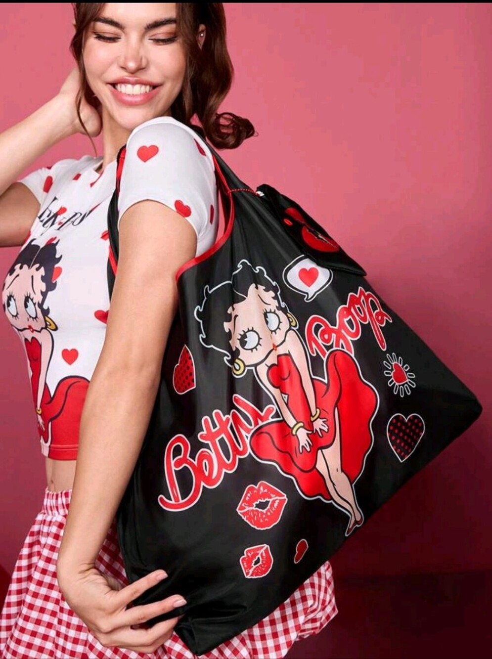 Betty Boop Black & Red Tote Bag - Iconic Betty Boop Design